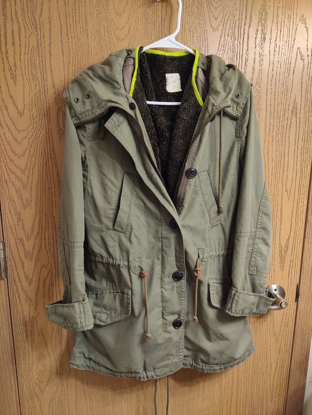 GAP Olive Green Hooded Utility Parka Jacket - Women